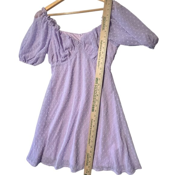 MISSGUIDED Mini Dress Women's 4 Purple Lilac Puff Sleeve "Skater Dress" Feminine - Picture 10 of 10